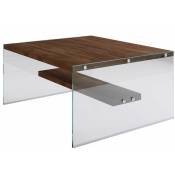 Table basse carrée 1 étagère en bois de pin et sa