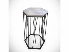 Table d'appoint hexagonale supellex bois chêne clair et métal noir