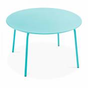Table de jardin ronde en acier turquoise 120 cm