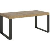 Table industrielle chêne clair et pieds métal anthracite Tiroz 180cm