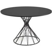 Table ronde coloris noir en MDF laqué et acier - diamètre
