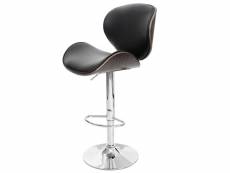 Tabouret de bar foxrock, chaise de bar, bois courbé, design rétro ~ gris, similicuir noir