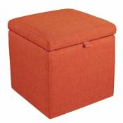 Tabouret de rangement avec pouf repose-pieds丨Banquette simple pour siège pouf de rangement丨Tabouret de chevet rembourré en tissu de lin (Color : Orang