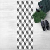 Tapis en vinyle - Geometrical Tile Mix Cubes Grey -