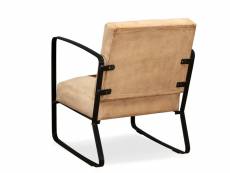 Vidaxl chaise marron cuir véritable et toile 244628