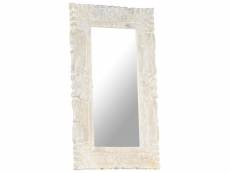 Vidaxl miroir blanc 80x50 cm bois de manguier massif