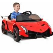 Voiture électrique pour enfants12V Lamborghini, 2 moteurs, led, Bluetooth, musique, télécommande 2.4G, convient aux enfants de 3 à 8 ans, Rouge Okwish