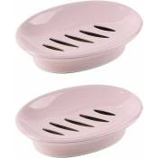 Xinuy - Lot de 2 porte-savon avec porte-savon de vidange, nettoyage facile, économiseur de savon, arrêt à sec, plateau de savon mou pour douche,