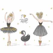 1 pc Coloré Mignon Belle Ballet Fille avec Black Swan Wall Sticker pour Enfants Peel and Stick Amovible Stickers Muraux diy Décoration Décor pour