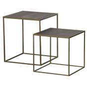 2 tables basses gigognes carrées en métal et bois - Nest - Couleur - Laiton - Be Pure Home
