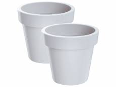 2x pot en plastique lofly en blanc 29.3 (longueur) x 29.3 (largeur) x 27,1 (haut) cm