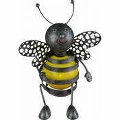 Abeille solaire extérieur décoration abeille figurines de jardin pour extérieur métal, batterie noir jaune, 1x led 0,06 watt, h 25 cm, jardin
