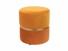 Art deco - tabouret pouf velours orange