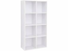 Bibliothèque étagère de rangement armoire 8 casiers bois blanc helloshop26 12_0000252