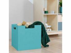 Boîte de rangement bois modèle 2 - poignées - bleu turquoise - 33 x 33 x 37 cm #DS