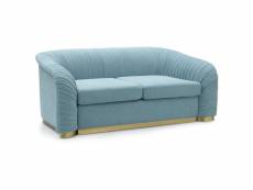 Canapé 2 places en tissu - bleu - pieds dorée - l