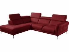 Canapé d'angle en 100% tout cuir épais de luxe italien 5/6 places dalen, rouge foncé, angle gauche