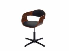 Chaise de bureau hwc-h46, réglable en hauteur, bois courbé ~ aspect noyer, cuir synthétique noir