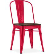 Chaise de salle à manger - Design Industriel - Bois et Acier - Stylix Rouge - Bois, Acier - Rouge