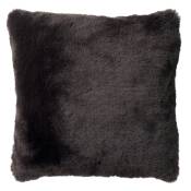 Coussin - noir fausse fourrure 45x45 cm uni