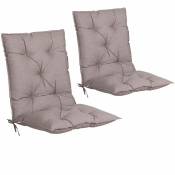 Detex - Set de 2 Coussins de chaise avec dossier Coussin pour fauteuil Intérieur Extérieur Jardin Maison Crème chiné
