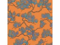 Dutch wallcoverings papier peint motif avec pins bleu et orange