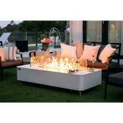 Elementi - Brasero athens feu de table à gaz pour extérieur, mobilier de jardin en béton gfrc, plateau de table en porcelaine aspect marbre blanc