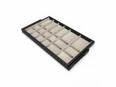 Emuca kit de tiroir d'organisation avec glissières à fermeture douce pour armoire, réglable, module 800mm, noir texturé et gris pierre 7028754