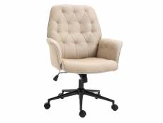 Fauteuil de bureau chaise de bureau hauteur réglable roulettes pivotant 360° tissu chanvre 69l x 66l x 89,5-97h cm beige