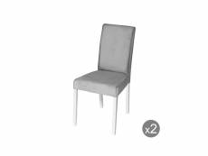 Flora - lot de 2 chaises - en tissu effet velours gris et blanc - style contemporain - bestmobilier - gris et blanc