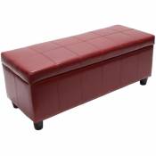 HHG - Banquette Kriens, coffre, banc, cuir + similicuir, 112x45x45cm rouge