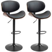 HOMCOM Lot de 2 chaises de bar tabouret hauteur réglable revêtement synthétique 53 x 50,5 x 93,5-112,5 cm noir