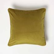 Homescapes - Housse de coussin uni en velours doré, 46 x 46 cm - Doré