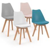 Idmarket - Lot de 4 chaises scandinaves sara mix color pastel rose, blanc, gris clair, bleu - Multicolore