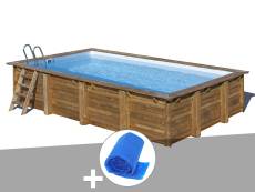 Kit piscine bois Gré Mango 6,18 x 3,20 x 1,33 m + Bâche à bulles
