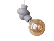 Lampe à suspendre en béton et bois cordon blanc ampoule