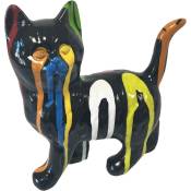Le Monde Des Animaux - Statue en céramique chat noir et multicolore