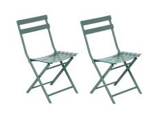 Lot de 2 chaises de jardin métal pliante Greensboro Vert Jade - Hespéride