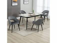 Lot de 4 chaise de salle à manger scandinaves fauteuil assise rembourrée en velours pieds en métal pour cuisine salon chambre bureau, gris