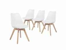 Lot de 4 chaises scandinaves blanches et bois salle