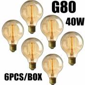 Lot de 6 ampoules à incandescence vintage Edison G80