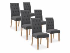 Lot de 6 chaises capitonnées gaya tissu gris