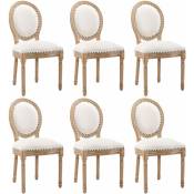 Lot de 6 chaises de cuisine à décor de clous en cuivre, chaises rembourrées Louis xvi à dossier rond, pieds en bois massif, pieds d'assise avant