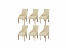 Lot de 6 chaises de salle à manger cuisine design luxueux tissu crème cds022366