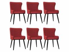 Lot de 6 chaises de salle à manger cuisine design moderne et chic en tissu couleur bordeaux cds022247