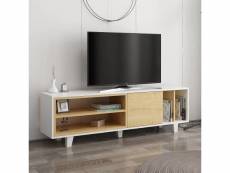 Meuble tv prifma bois intérieur chêne et blanc