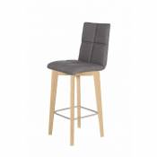 Meubletmoi - Chaise de bar scandinave tissu anthracite et piètement en chêne - leo