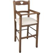 Okaffarefatto - Chaise haute en bois de noyer clair avec assise rembourrée en simili cuir beige/crème
