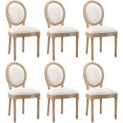 Okwish - Lot de 6 chaises de cuisine à décor de clous en cuivre, chaises rembourrées Louis xvi à dossier rond, pieds en bois massif, pieds d'assise