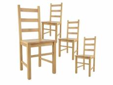 Orta - lot de 4 chaises naturelles et assises en bois